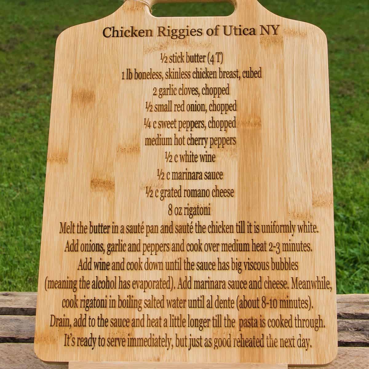 Chicken Riggies Engraved Cutting Board